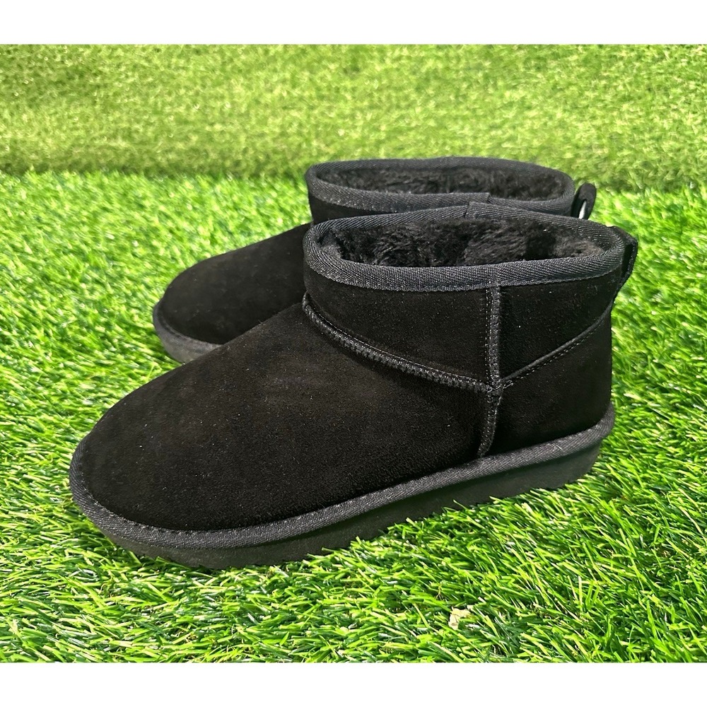 Cushionaire Hip-3 Genuine Suede Black Ankle Boots Women Size 8 Pull On Slip-On